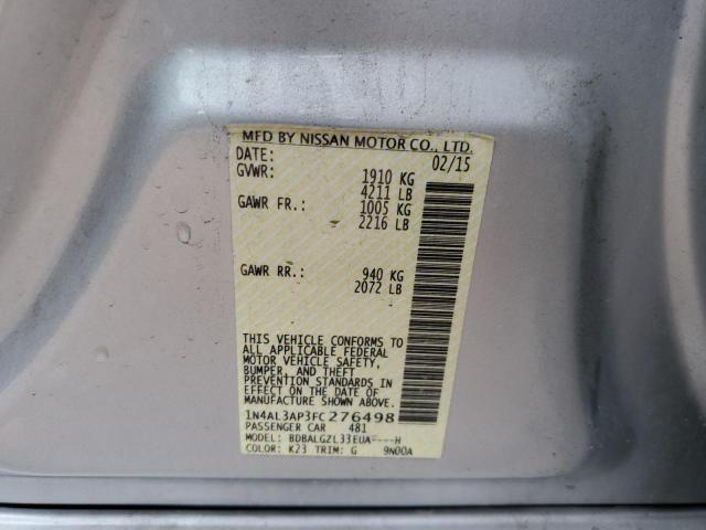 Photo 10 from auction – 2015 NISSAN ALTIMA 2.5 with VIN 1N4AL3AP3FC276498