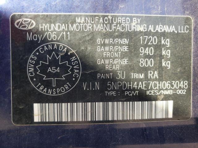 Photo 10 from auction – 2012 HYUNDAI ELANTRA GL with VIN 5NPDH4AE7CH063048