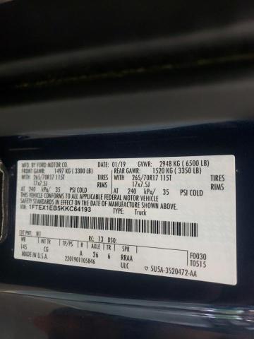 Photo 10 from auction – 2019 FORD F150 SUPER with VIN 1FTEX1EB5KKC64193
