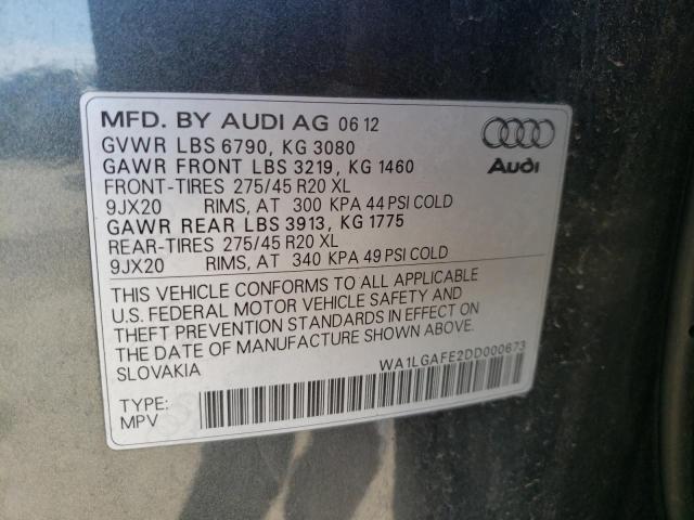 Photo 10 from auction – 2013 AUDI Q7 PREMIUM with VIN WA1LGAFE2DD000673