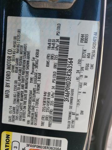 Photo 10 from auction – 2014 FORD FUSION SE with VIN 3FA6P0HD3ER363564