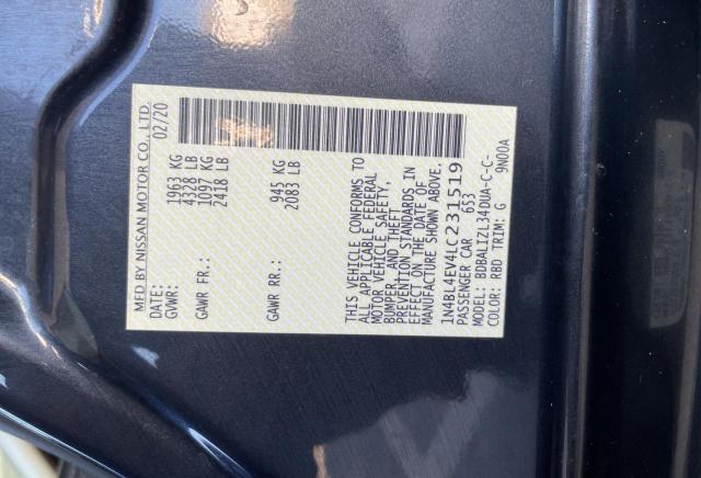 Photo 10 from auction – 2020 NISSAN ALTIMA SL with VIN 1N4BL4EV4LC231519