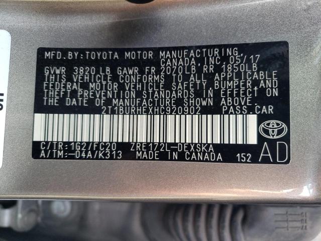 Photo 10 from auction – 2017 TOYOTA COROLLA L with VIN 2T1BURHEXHC920902