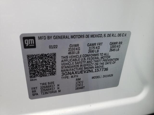 Photo 10 from auction – 2022 CHEVROLET EQUINOX LT with VIN 3GNAXUEV2NL157736