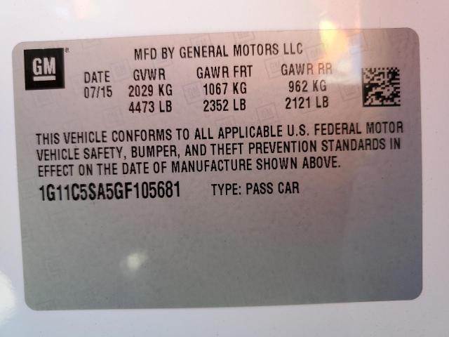 Photo 10 from auction – 2016 CHEVROLET MALIBU LIM with VIN 1G11C5SA5GF105681