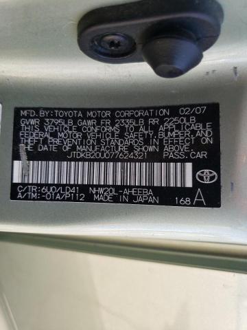 Photo 10 from auction – 2007 TOYOTA PRIUS with VIN JTDKB20U077624321