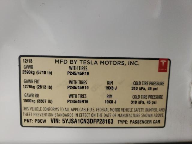 Photo 10 from auction – 2013 TESLA MODEL S with VIN 5YJSA1CN3DFP28163