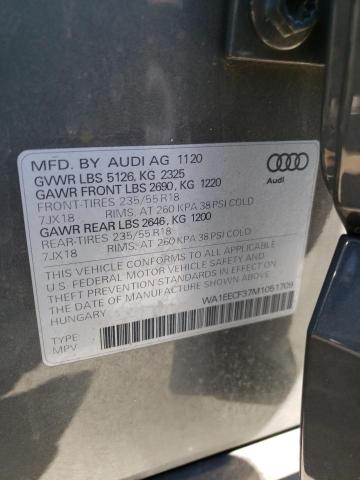 Photo 10 from auction – 2021 AUDI Q3 PREMIUM with VIN WA1EECF37M1051709