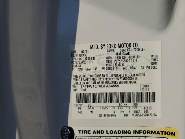 Photo 10 from auction – 2011 FORD F150 SUPER with VIN 1FTFW1ET0BFA84855