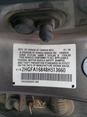 Photo 10 from auction – 2008 HONDA CIVIC EX with VIN 2HGFA16848H513660