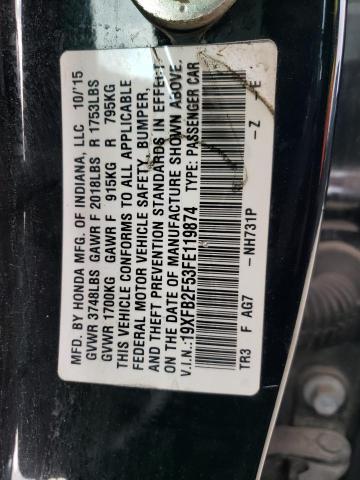 Photo 10 from auction – 2015 HONDA CIVIC LX with VIN 19XFB2F53FE119874