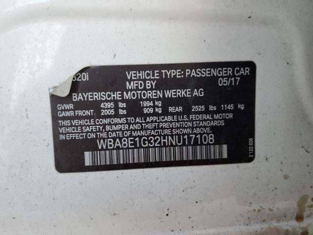 Photo 10 from auction – 2017 BMW 320 I with VIN WBA8E1G32HNU17108