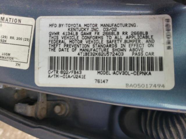 Photo 10 from auction – 2002 TOYOTA CAMRY LE with VIN 4T1BE32K62U572403