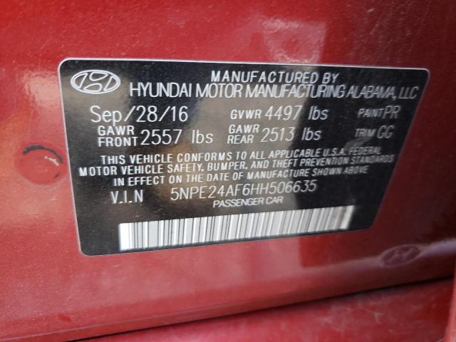 Photo 10 from auction – 2017 HYUNDAI SONATA SE with VIN 5NPE24AF6HH506635