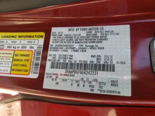 Photo 10 from auction – 2016 FORD FUSION SE with VIN 3FA6P0H70GR242231