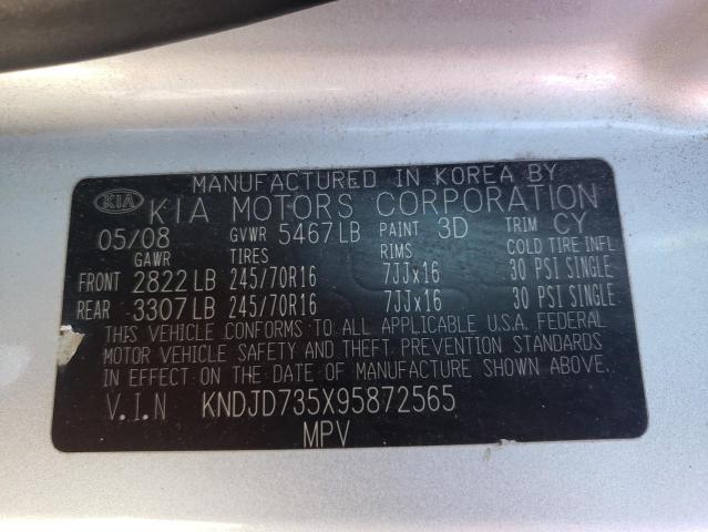 Photo 10 from auction – 2009 KIA SORENTO LX with VIN KNDJD735X95872565