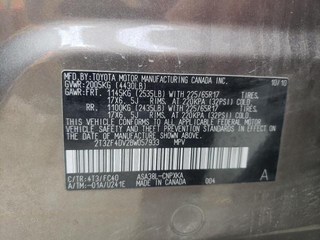 Photo 10 from auction – 2011 TOYOTA RAV4 with VIN 2T3ZF4DV2BW057933