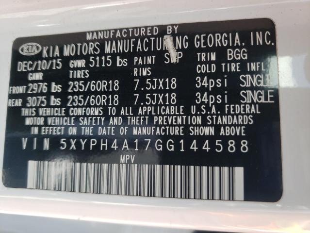 Photo 10 from auction – 2016 KIA SORENTO EX with VIN 5XYPH4A17GG144588