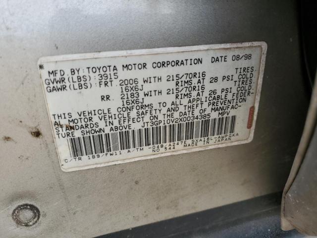 Photo 10 from auction – 1999 TOYOTA RAV4 with VIN JT3GP10V2X0034385
