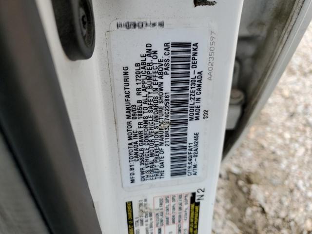 Photo 10 from auction – 2004 TOYOTA COROLLA with VIN 2T1BR32E74C225861