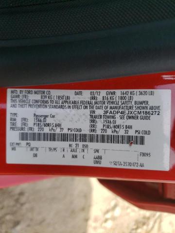 Photo 10 from auction – 2012 FORD FIESTA SE with VIN 3FADP4EJXCM186272