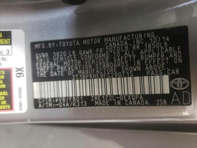 Photo 10 from auction – 2015 TOYOTA COROLLA EC with VIN 2T1BPRHE9FC290715