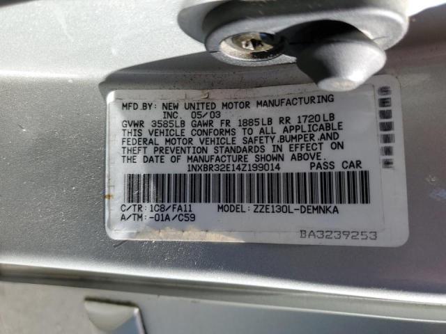 Photo 10 from auction – 2004 TOYOTA COROLLA CE with VIN 1NXBR32E14Z199014