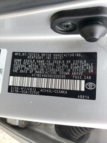 Photo 10 from auction – 2008 TOYOTA CAMRY CE with VIN 4T1BE46K08U209295