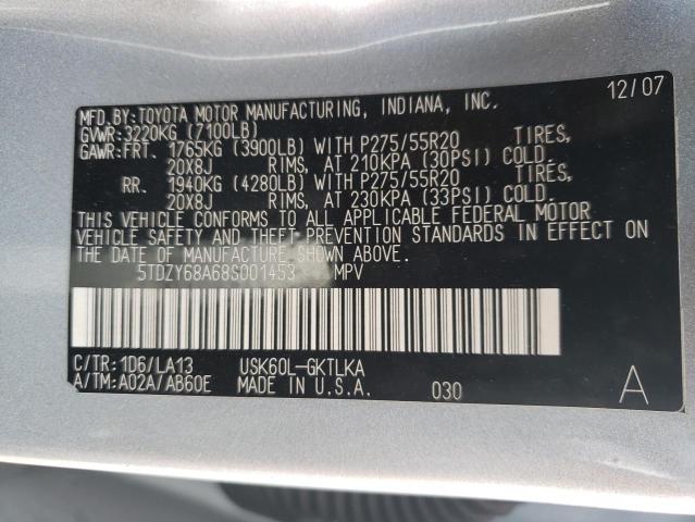 Photo 10 from auction – 2008 TOYOTA SEQUOIA LI with VIN 5TDZY68A68S001453