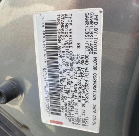 Photo 10 from auction – 2001 LEXUS RX 300 with VIN JTJHF10UX10208587