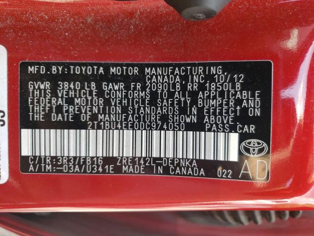 Photo 10 from auction – 2013 TOYOTA COROLLA with VIN 2T1BU4EE0DC974050