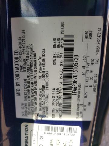 Photo 10 from auction – 2015 FORD FUSION SE with VIN 1FA6P0H70F5105730