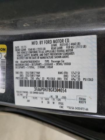 Photo 10 from auction – 2016 FORD FUSION SE with VIN 3FA6P0H78GR304054