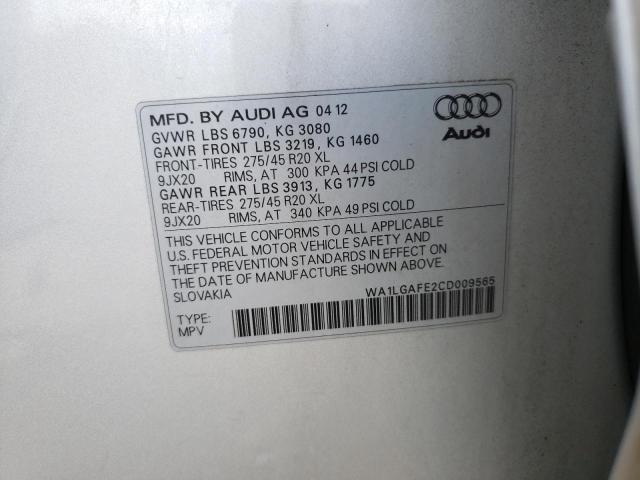Photo 10 from auction – 2012 AUDI Q7 PREMIUM with VIN WA1LGAFE2CD009565