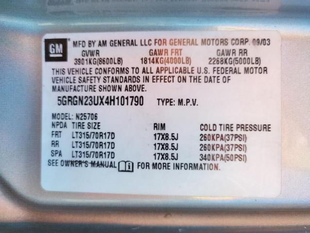 Photo 10 from auction – 2004 HUMMER H2 with VIN 5GRGN23UX4H101790