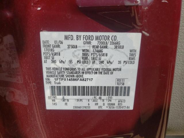 Photo 10 from auction – 2006 FORD F150 with VIN 1FTPX14586FA82717