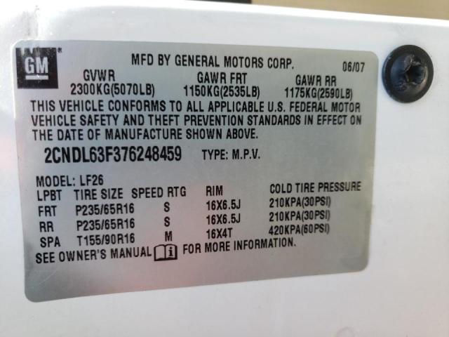 Photo 10 from auction – 2007 CHEVROLET EQUINOX LT with VIN 2CNDL63F376248459
