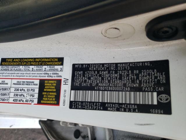 Photo 10 from auction – 2013 TOYOTA AVALON HYB with VIN 4T1BD1EB6DU007249