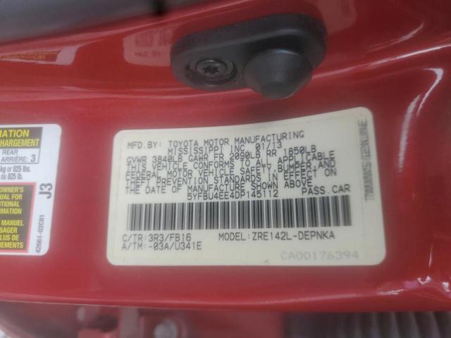 Photo 10 from auction – 2013 TOYOTA COROLLA BA with VIN 5YFBU4EE4DP145112