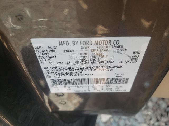 Photo 10 from auction – 2007 FORD F150 SUPER with VIN 1FTPW14V27FB19121