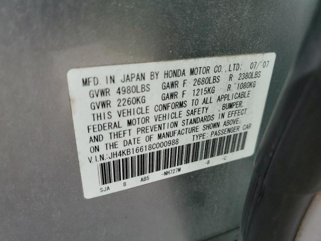Photo 10 from auction – 2008 ACURA RL with VIN JH4KB16618C000988