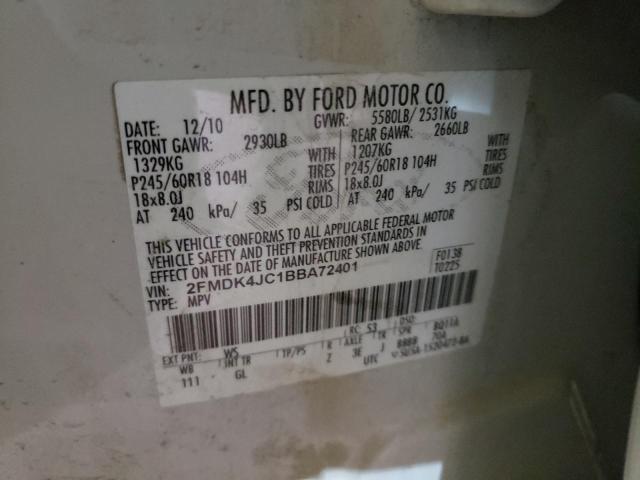 Photo 10 from auction – 2011 FORD EDGE SEL with VIN 2FMDK4JC1BBA72401