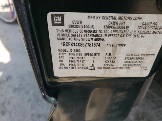 Photo 10 from auction – 2005 CHEVROLET SILVERADO with VIN 1GCEK14X85Z181574
