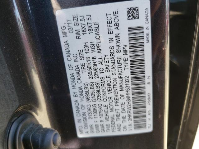 Photo 10 from auction – 2017 HONDA CR-V EXL with VIN 2HKRW2H84HH631022