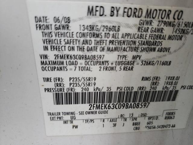 Photo 10 from auction – 2009 FORD FLEX LIMIT with VIN 2FMEK63C09BA08597