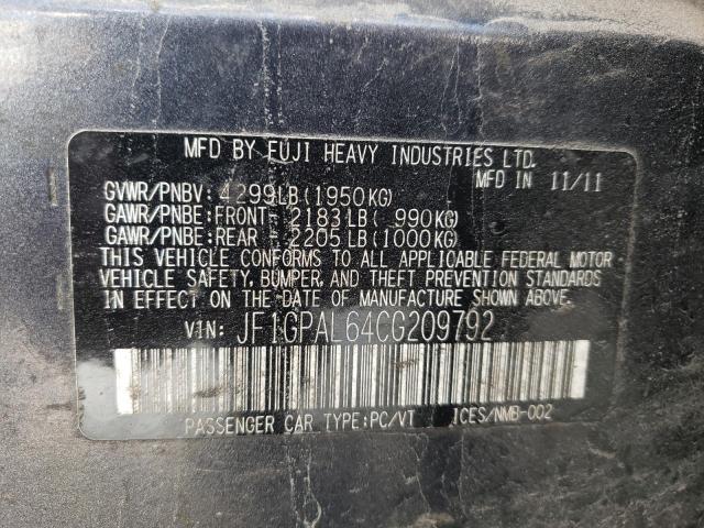 Photo 10 from auction – 2012 SUBARU IMPREZA SP with VIN JF1GPAL64CG209792