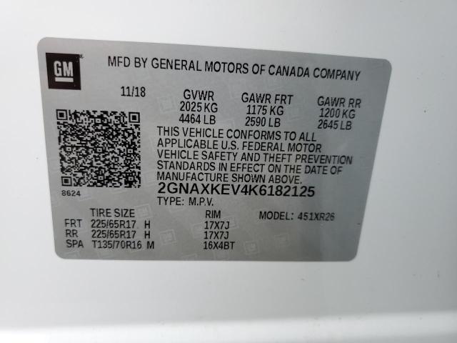 Photo 10 from auction – 2019 CHEVROLET EQUINOX LT with VIN 2GNAXKEV4K6182125