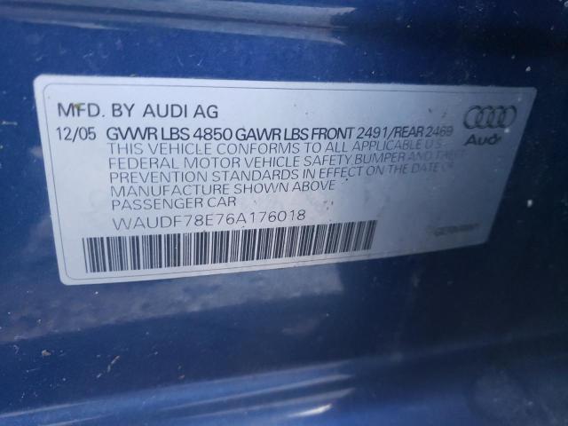 Photo 10 from auction – 2006 AUDI A4 2.0T QU with VIN WAUDF78E76A176018