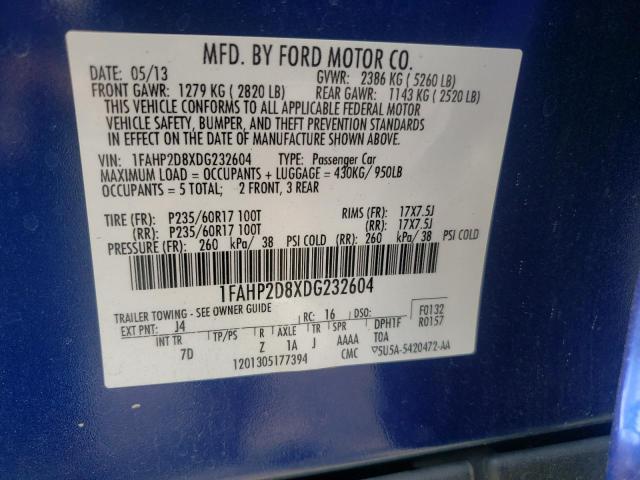 Photo 10 from auction – 2013 FORD TAURUS SE with VIN 1FAHP2D8XDG232604