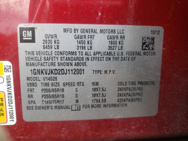 Photo 10 from auction – 2013 CHEVROLET TRAVERSE L with VIN 1GNKVJKD2DJ112001